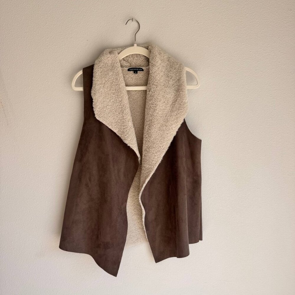 MADISON & LOLA Suede Shearling Vest